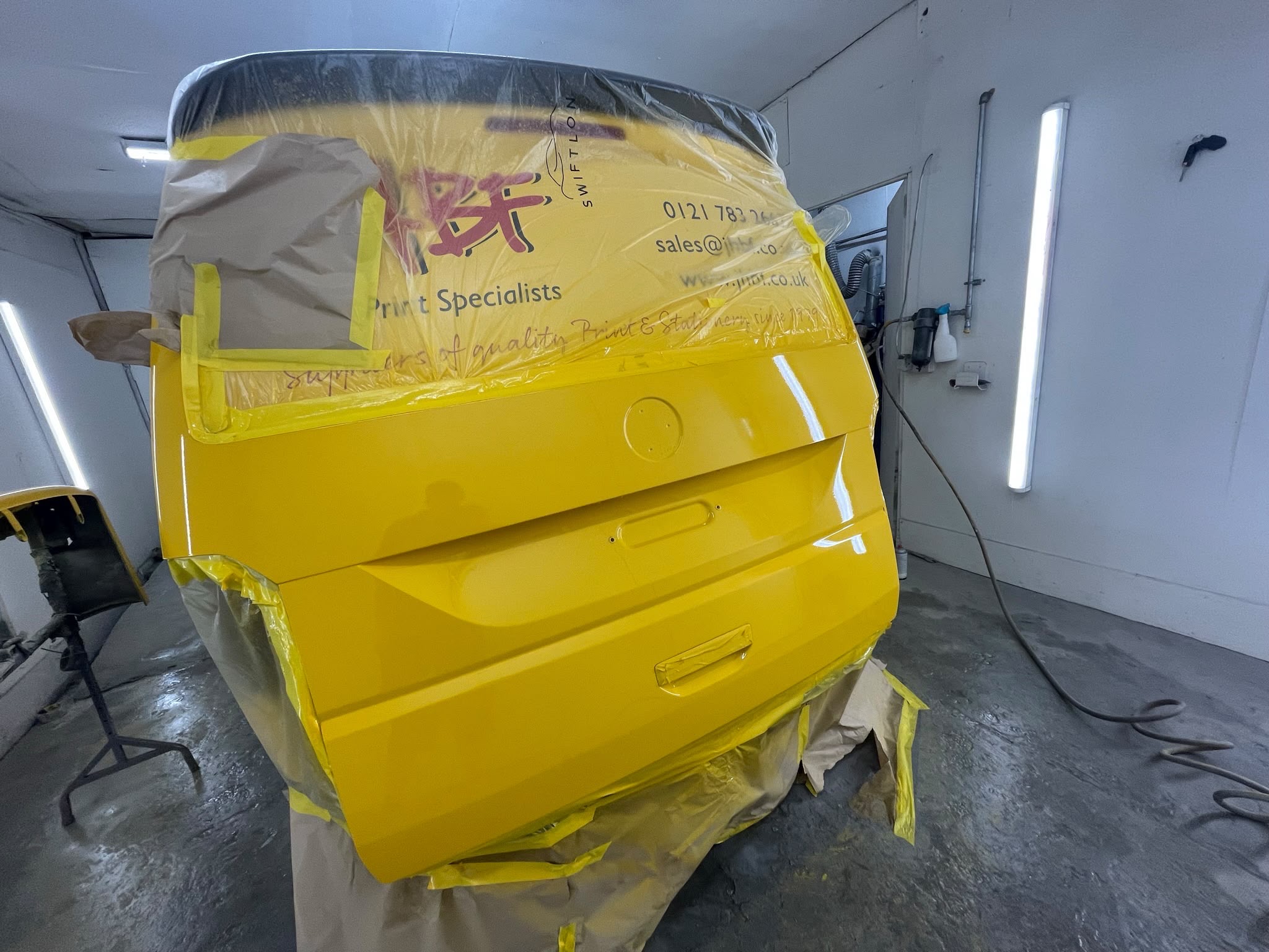 Yellow van panel resprayed