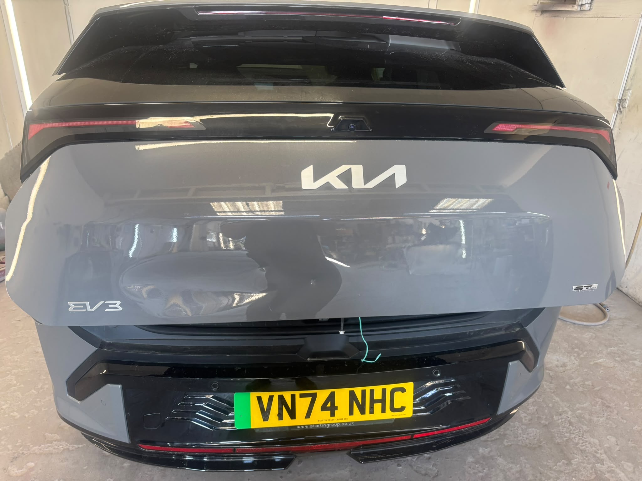 Kia EV3 rear panel repaired and refinished