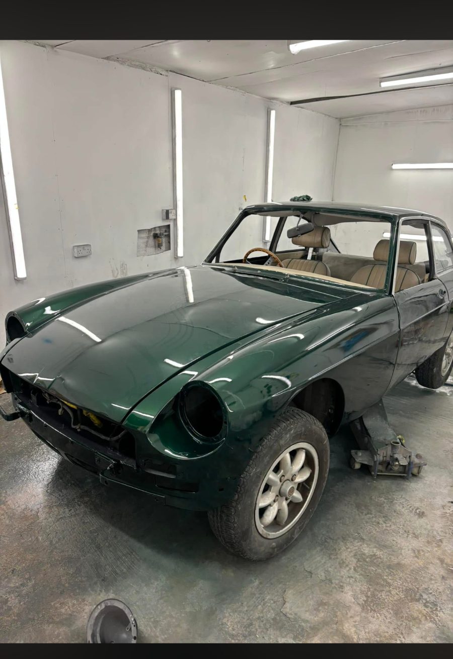 Finished MGB GT in British racing green