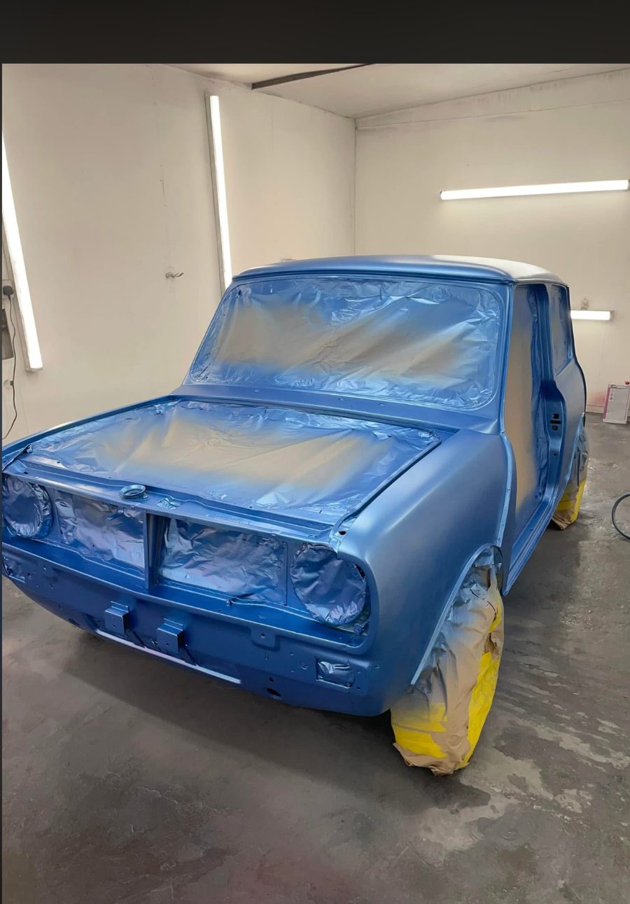 Finished metallic blue classic Mini